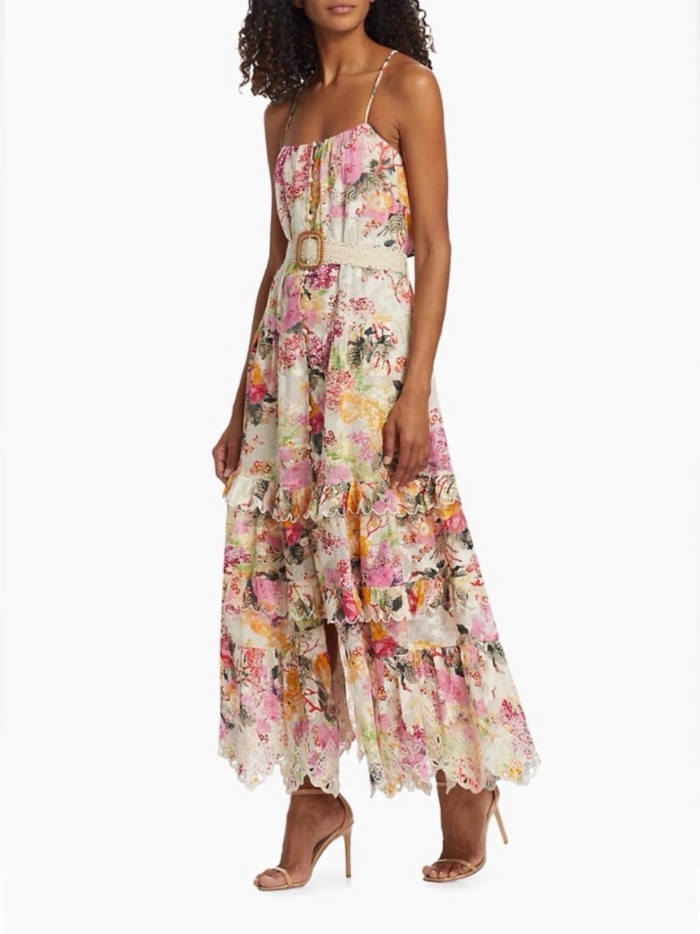 Hemant & Nandita Charu belted floral cotton-blend maxi dress NWOT SIZE M